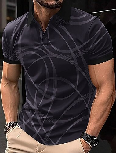  Ανδρικά Πόλο Button Up Polos Causal Αθλητικά Πέτο Κοντομάνικο Μοντέρνα Βασικό Στάμπα Κουμπιά Καλοκαίρι Άνοιξη Μαύρο Λευκό Πόλο