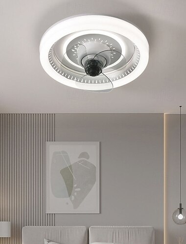  360° oscillerande LED-takfläktlampa, nordisk lyxig smart fläkt för sovrum/matsal