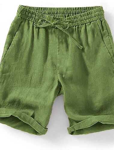  Per uomo Shorts Shorts di Lino Pantaloncini Estivi Shorts da Spiaggia Coulisse Elastico in vita Semplice Comodità Traspirante Lunghezza al ginocchio All'aperto Quotidiano Spiaggia Moda Stile Classico