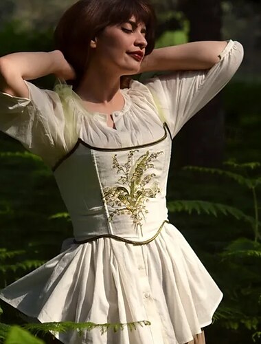  Rétro Vintage Epoque Médiévale Renaissance Corset Veste Bustier Brodée Femme Celtique Fantaisie Halloween Carnaval Mascarade Soirée Casual Quotidien GN Adulte Corset