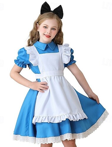  Alice in Wonderland Sprookje Alice Jurken Verhaalboekpersonages Lieve Lolita Film cosplay for Voor meisjes Kinderen Halloween Carnaval Wereldboekendag Prestatie Educatieve aankleedspelletjes
