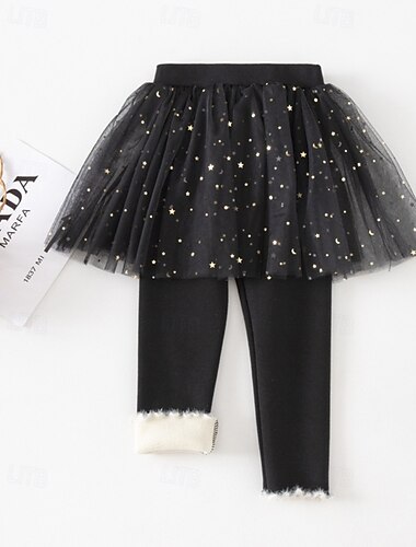  Kinder Mädchen Rock-Leggings Einfarbig Täglich Patchwork Outdoor 4-12 Jahre Herbst Schwarz Rosa Grau