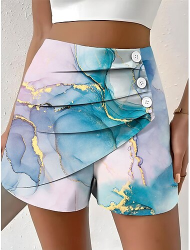 Femmes Chinos Shorts Vacances ancien Style Ethnique Court Taille haute Graphique Bloc de Couleur Dégradé Plissé Non Elastique Formel Vacances Rue Jaune Rose Claire Bleu Orange Été Printemps Coupe