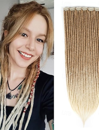  csatos raszta póthaj 4 db-os csatos raszta 60 cm-es szintetikus póthaj világosbarnától szőkéig hosszú, természetes, puha, vékony, 0,6 cm széles rasztahaj nőknek