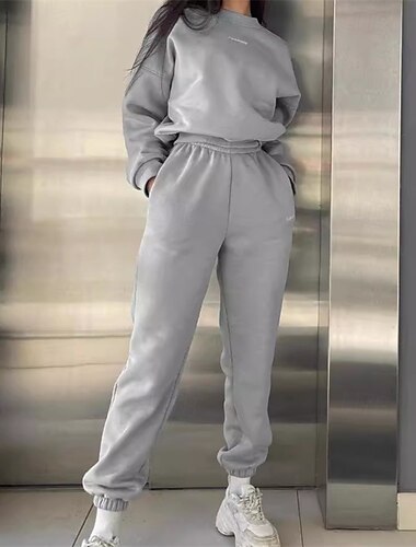  Damen Trainingsanzug Jogginganzug Athleisure Herbst Langarm Thermowarm Winddicht Weich Fitnessstudio Training Sport Sportbekleidung Sportkleidung Weiß Dunkelmarine Dunkelgrau