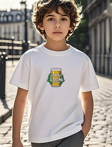  男の子 3D グラフィック Tシャツ Ｔシャツ 半袖 夏 春 ファッション ベーシック 子供 4〜12年 クルーネック アウトドア カジュアル 日常 レギュラー