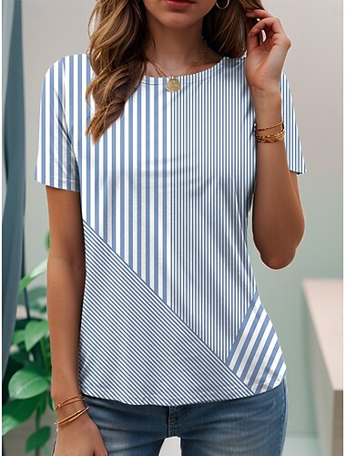  Dames T-shirt Grafisch Stijlvol Klassiek Casual Korte mouw V-hals Normale tops Dagelijks Afdrukken Geel Lichtgroen Blozend Roze blauw Paars Zomer Lente