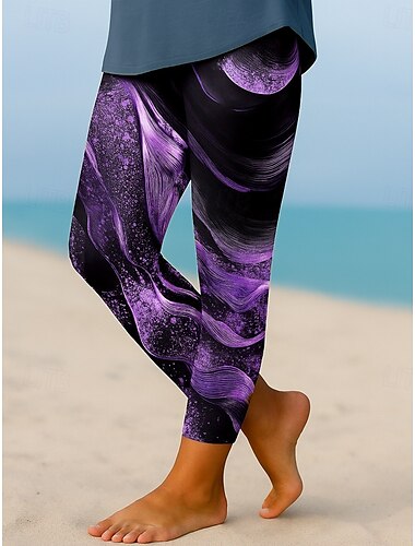  Damen Leggings Aktiv Urlaub Vintage Knöchellang Hohe Taille Grafik Farbverlauf Abstrakt 3D-Druck Schnelltrocknend Atmungsaktivität Weich Dehnbar Outdoor Heim Lässig Gold Schwarz Blau Purpur Herbst