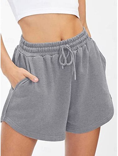  Damen Jogginghose Chinos Shorts Mode Streetwear Lässig Volle Länge Hohe Taille Einfach Tasche Elastischer Bund Bequem Weich Mikroelastisch Outdoor Straße Hellgrau Schwarz Weiß Rosa Sommer Frühling