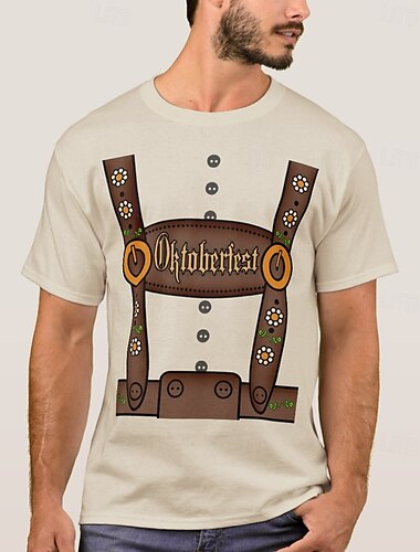  Oktoberfest Lederhosen-Print T-Shirt Bayerisch München Deutsch Grafik Für Herren Erwachsene Karneval Oktoberfestbier 3D-Druck Party Alltagstauglich