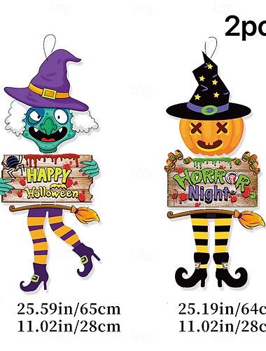  2 Stück Halloween-Hängedekorationen für Partys im Freien, Türschilder für Spukfestivals für Geschäfte, Bars, Halloween-Dekoration im Innenhof