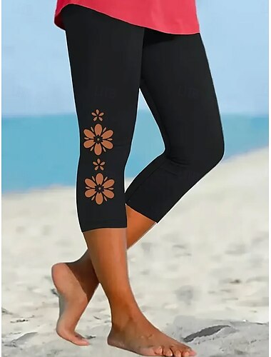  Damen Leggings Urlaub Vintage Mode Capris Hohe Taille Blumen Grafik Drucken Atmungsaktiv Weich Dehnbar Formell Outdoor Urlaub Rosa Blau Orange Grün Sommer Frühling Schmale Passform
