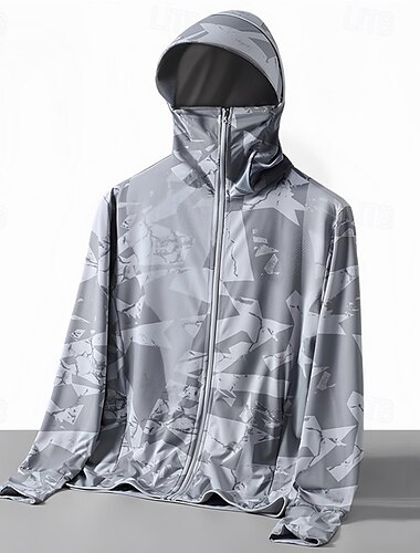  Herren Laufjacke Outdoorjacke Vollreißverschluss Langarm Oberbekleidung Sportlich Sonnenschutz Atmungsaktiv Schnelltrocknend Leicht Tennis Golfspiel Laufen Sportbekleidung Sportkleidung Tarnung
