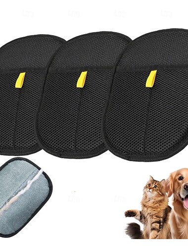  Handschuhe zur statischen Entfernung von Tierhaaren, wiederverwendbare Tierpflegehandschuhe zum Waschen, doppelseitige Fellpflegehandschuhe für Katzen und Hunde zum Enthaaren