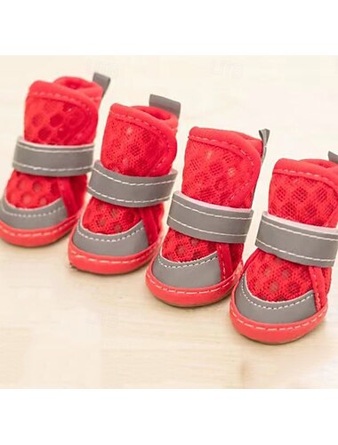  Mesh-Hundeschuhe, Haustierstiefel, atmungsaktive Hundeschuhe für kleine Hunde, wasserdichte Haustiersandalen mit rutschfester Sohle und Reißverschluss, langlebiger Haustierpfotenschutz für heißen