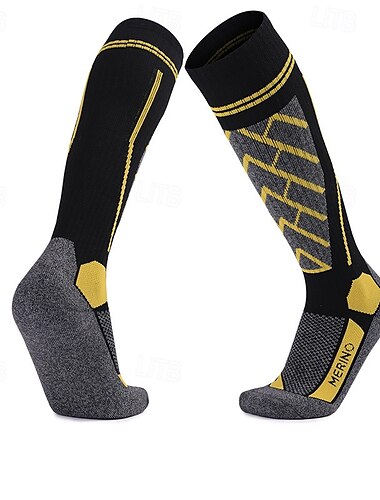  1 Par Hombre Mujer calcetines de lana merino Calcetines de senderismo Calcetines para correr Mantiene abrigado Transpirable Anti ampollas Grueso Invierno Al aire libre Sobre la pantorrilla Retazos