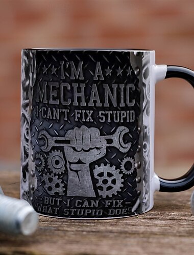  Manly Tools 3D-kaffemugg i keramik, 330 ml/12 oz nyhetsmugg för män, rolig presentmugg som pojkvän, kaffemugg med maskulint verktygstema för maken, pappa, garaget eller kontoret