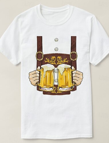  Oktoberfest Bier Lederhosen-Print T-Shirt Bayerisch München Deutsch Grafik Für Herren Erwachsene Karneval Oktoberfestbier Heißprägen Party Alltagstauglich