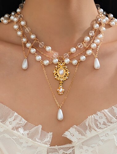  Anhänger Halskette Perle Damen Elegant Luxus Quaste Quastenfransen Hochzeit Tropfen Modische Halsketten Für Hochzeit Party Valentinstag