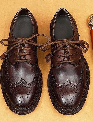  Herren-Brogue-Schuhe aus hellbraunem Leder mit Flügelkappe, Goodyear-Rahmennaht und Schnürung – elegante und bequeme formelle Schuhe für berufliche und gesellschaftliche Anlässe