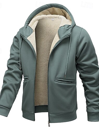  Herren Kapuzensweatshirt Reißverschluss Kapuzensweatshirts Fleece Kapuzensweatshirt Dicke Hoodies Gelb Armeegrün Khaki Grau Mit Kapuze Einfach Reißverschluss Tasche Arbeit Sport & Outdoor Lässig