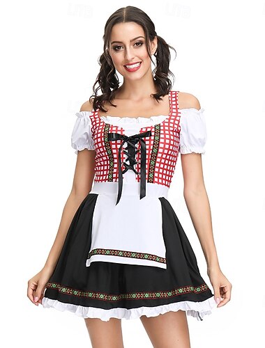  Oktoberfest Vestidos Falda acampanada Mini Largo Mini Mucama Sensual bávaro Munich prados Mujer Fiesta Festival de Cerveza Paño de estilo tradicional