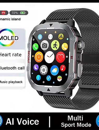  Orologio intelligente militare da uomo impermeabile per sport all'aria aperta, fitness tracker, monitor della salute, smartwatch 2.19 BT con chiamata