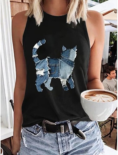  Damen Tank Top Grafik Libelle Stilvoll Lässig Ärmellos Rundhalsausschnitt Normale Oberteile Täglich Druck Schwarz Weiß Rosa Marineblau Blau Sommer Frühling