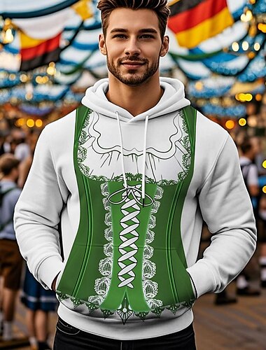  Oktoberfestbier Kapuzensweatshirt Druck Fronttasche Grafik Für Herren Erwachsene Karneval Oktoberfestbier 3D-Druck Urlaub Party