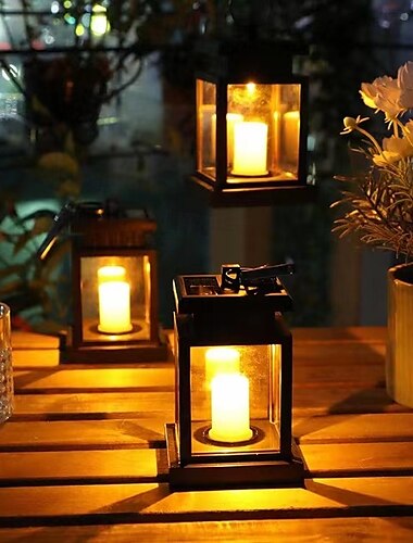  Solarlaternen für den Außenbereich, wasserdicht, zum Aufhängen im Garten, flackernde, flammenlose LED-Kerzenbeleuchtung, solarbetriebene Lichter für dekorative Gartentische, Terrassenschirme