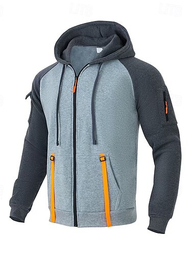  Hombre Sudadera con cremallera Sudadera Sudadera con capucha de lana Negro Azul Piscina Caqui Gris Oscuro Con Capucha Bloque de color Cerrar Bloque de Color Bolsillo delantero Deporte Casual Diario