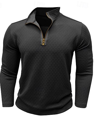  Herren Sweatshirt Viertelreißverschluss Sweatshirt Schwarz Wein Armeegrün Blau Braun Halber Reißverschluss Einfach Jacquard Strukturiert Sport & Outdoor Täglich Ferien Polyester Streetwear Basic