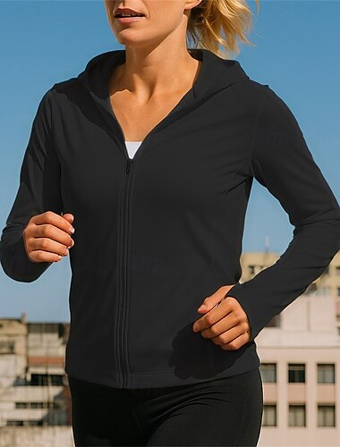  Damen Laufjacke Outdoorjacke Tasche Vollreißverschluss Langarm Oberbekleidung Sportlich Sonnenschutz Leicht Atmungsaktiv Tennis Golfspiel Laufen Sportbekleidung Sportkleidung Einfarbig Schwarz Wei