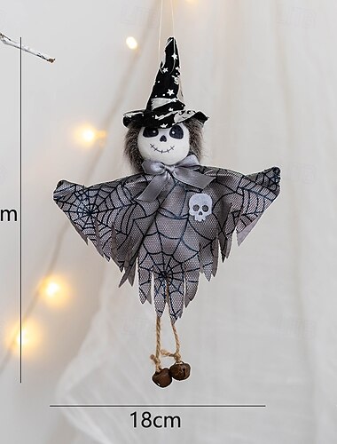  ozdoba na Halloween w kształcie czarownicy z dynią, duchem i lalką czarownicy - straszna dekoracja na Halloween, figurka na imprezę „cukierek albo psikus” &upiorny wiszący wystrój