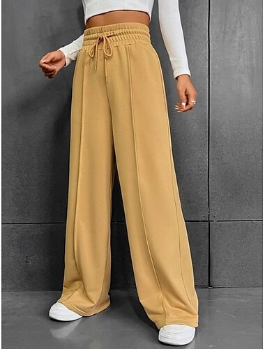  Damen Jogginghose Chinos Mode Streetwear Basic Volle Länge Hohe Taille Einfach Tasche Elastischer Bund Bequem Weich Dehnbar Outdoor Straße Gold Wein Himmelblau Grau Sommer Frühling Lässiger Schnitt