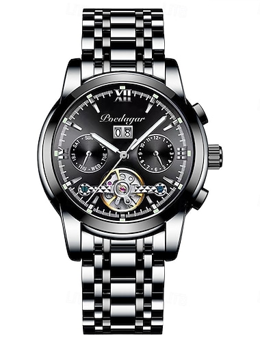 Business-Uhr Männer automatische mechanische Tourbillon Uhr Luxus Mode Edelstahl Sportuhren