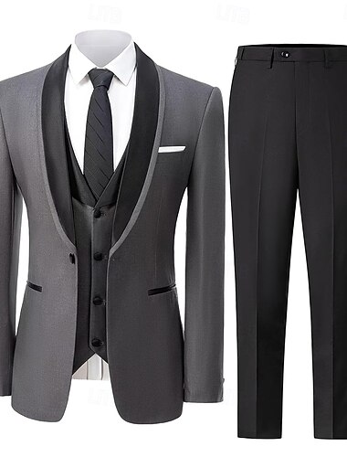  costumes de soirée pour hommes smokings marron gris clair mode formel couleur unie coupe standard 3 pièces simple boutonnage un bouton