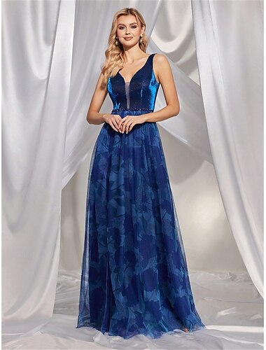  A-Linie Quinceanera-Kleider Elegant Kleid Formell Hochzeit Bodenlang Ärmellos V Ausschnitt Tüll V-Ausschnitt mit Kristalle Schlitz 2025