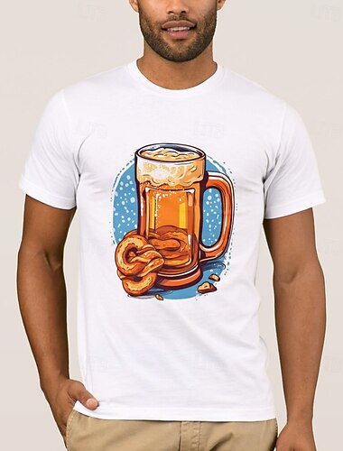  Oktoberfest Bier Brezel T-Shirt Bayerisch München Deutsch Grafik Für Herren Erwachsene Karneval Oktoberfestbier Heißprägen Party Alltagstauglich