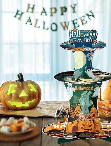  διακόσμηση για το Halloween, βάση για κέικ, στηρίγματα για επιδόρπιο, είδη πάρτι τρόμου με κολοκύθα