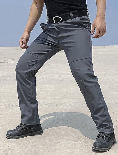  Herren Cargohosen Wanderhosen Regenhose zum Wandern Tarnung Außen Normale Passform Wasserdicht Winddicht Schnelltrocknend Leicht Hosen Tasche Elastischer Bund Schwarz Grün Camping / Wandern Golfspiel