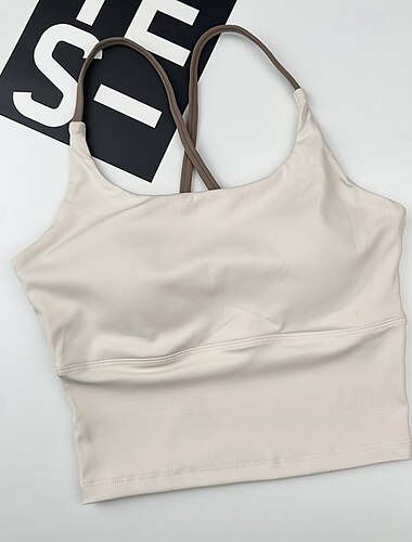  Damen Yoga-BH Pilates-BH Sportweste BH-Top Hohe Stützen Atmungsaktiv Bürgellos Mit Pads Einfarbig Sport Sportkleidung Schwarz Weiß Fitnessstudio Zumba Laufen