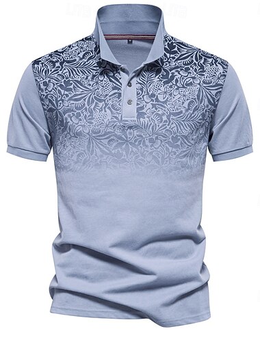  Herren Männlich Blumen Blumenmuster Polo Strick-Polopullover Kurzarm Umlegekragen Polokragen Modern Formell Arbeit Sport & Outdoor Knöpfe Drucken Frühling Rubinrot Weiß Hellblau