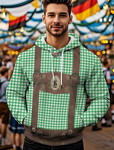  Oktoberfestbier Kapuzensweatshirt Druck Fronttasche Grafik Für Herren Erwachsene Karneval Oktoberfestbier 3D-Druck Urlaub Party
