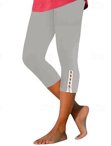  Damen Caprihose Leggings Mode Streetwear Wadenlang Natürliche Taille Einfach Elastischer Bund Bequem Außenbereich Outdoor Ferien Wochenende Schwarz Weiß Fuchsie Purpur Sommer Normale Passform