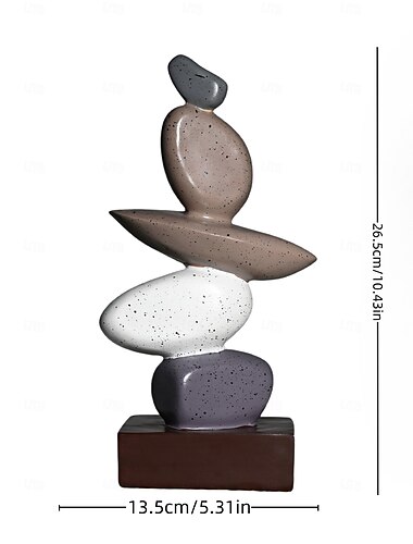  Ornamento decorativo in resina Feng Shui, statuina moderna per ingresso "Pietra che rotola porta fortuna", scultura minimalista per la casa, regalo di inaugurazione della casa per soggiorno o ufficio