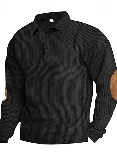  Voor heren Corduroyshirt Golfshirt Casual Sport Revers Lange mouw Basic Modern Kleurenblok Lapwerk Knop Lente Herfst Normale pasvorm Zwart Marineblauw Khaki Leger Groen Grijs Corduroyshirt