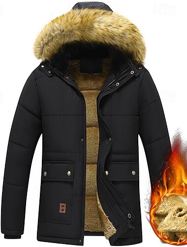  Herren Fleecejacke Daunenjacke Winterjacken Außen Wasserdicht Winddicht Wanderoutfits Wanderbekleidung Winter Herbst Oberteil Camping / Wandern / Höhlenforschung Laufen Schwarz