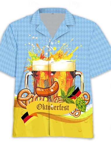  Oktoberfest Bier Hawaiihemden Aloha-Hemd Bayerisch München Deutsch Grafik Für Herren Erwachsene Karneval Oktoberfestbier 3D-Druck Urlaub Party