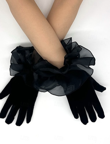  Velours Longueur au poignet Gant Mignon Avec Volants Gants de Mariage / Fête